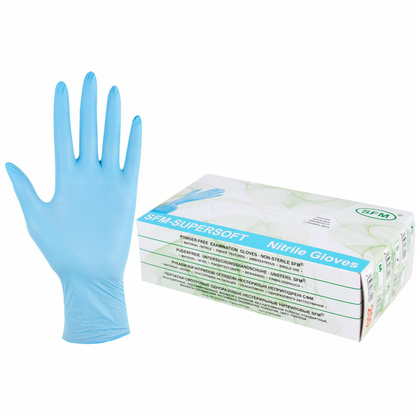 Перчатки нитриловые смотровые Sfm Supersoft, Германия, 100 пар (200 ...