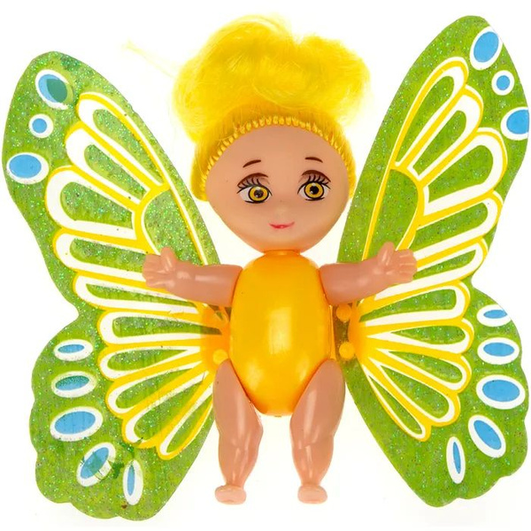 Мини кукла подвижная EstaBella Фея с машущими крылышками 7.5 см желтая ...