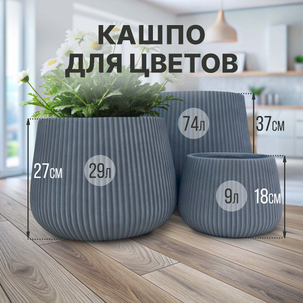 Кашпо для цветов Archi Bloom 74л. h-37см. d-53см. напольное / большое ...