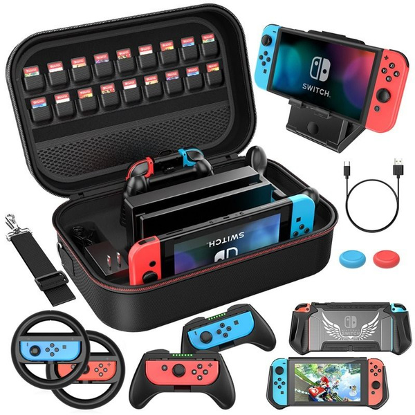 Сумка 12 в 1 для Nintendo Switch с ручкой из закаленной пленки экрана и ...