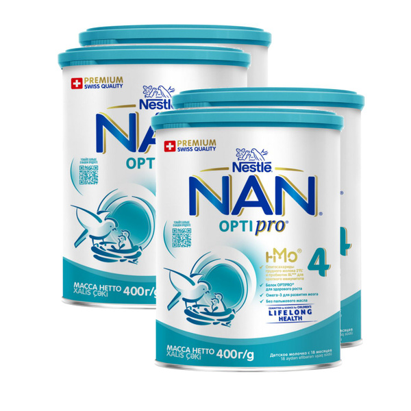 Молочко NAN 4 OPTIPRO с 18 месяцев 400 г 4 шт - купить с доставкой по ...