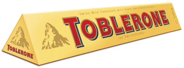 Шоколад швейцарский молочный с медово-миндальной нугой 100 г. Toblerone ...