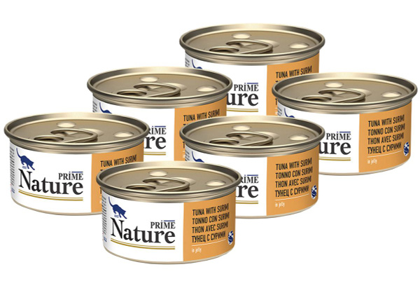 PRIME NATURE TUNA & SURIMI для взрослых кошек с тунцом и сурими в желе ...