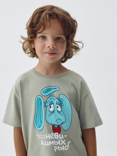 Футболка SELA, размер 98, цвет серо-зеленый, 100% Хлопок - купить по ...