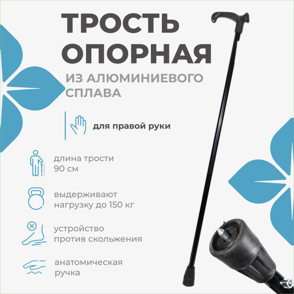 Трость опорная металлическая с устройством против скольжения и ...