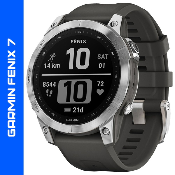 Купить смарт-часы Garmin FENIX 7 Silver with graphite band, экран 1.3 ...