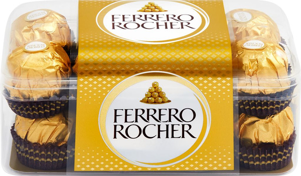 Конфеты FERRERO ROCHER из молочного шоколада с кремовой начинкой, 200г ...