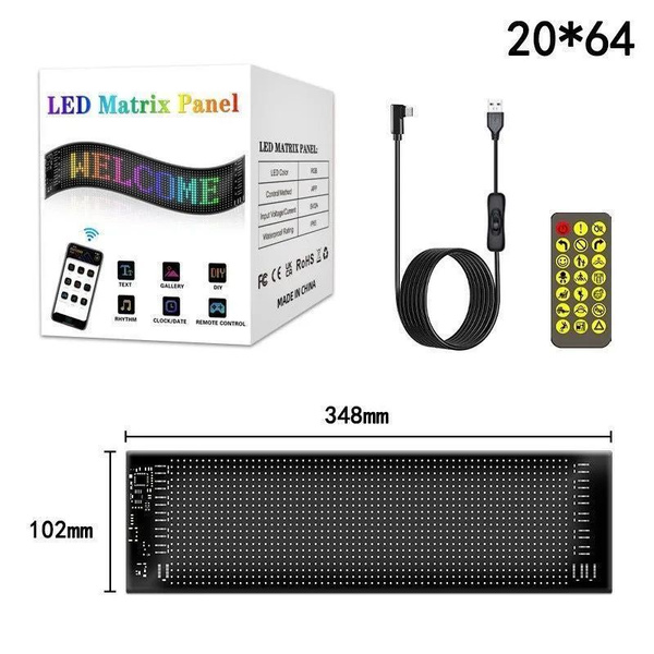 Гибкая Бегущая строка разноцветная (70*173 мм RGB SMD) светодиодный led ...