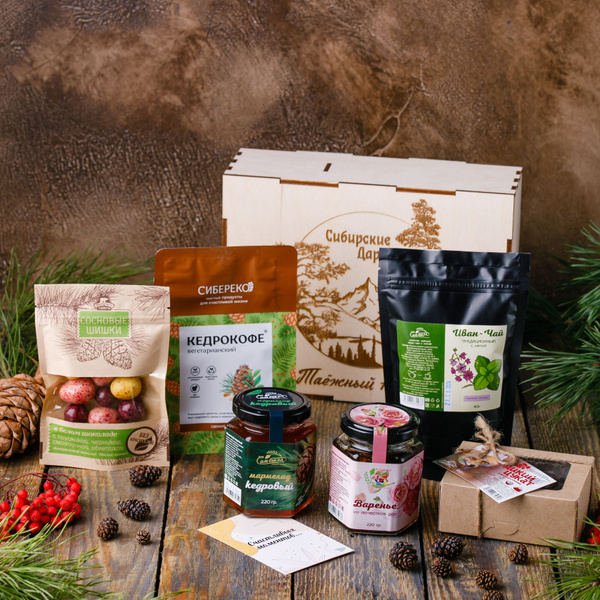 Подарочный набор Богатство Тайги: Чагочай, Кедрокофе, Полезные сладости ...