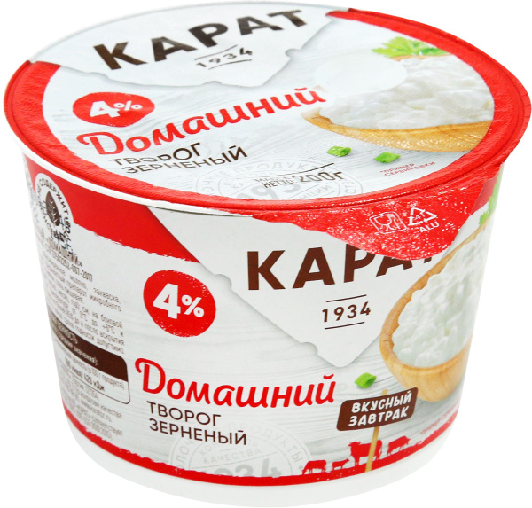 Творог зерненый КАРАТ Домашний 4%, без змж, 200г купить на OZON по ...