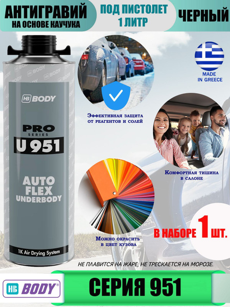 Антигравий HB BODY "951 Autoflex", шумопоглощающий, эластичный, черный ...