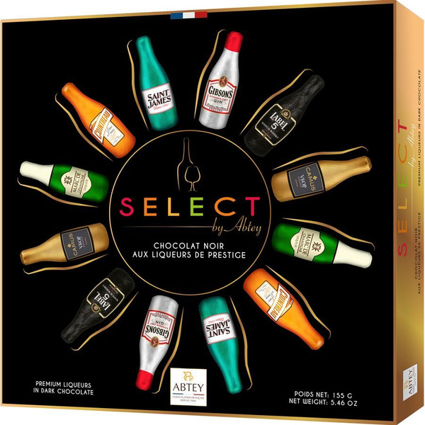 Конфеты ABTEY "SELECT" ассорти мини бутылочек из темного шоколада с ...
