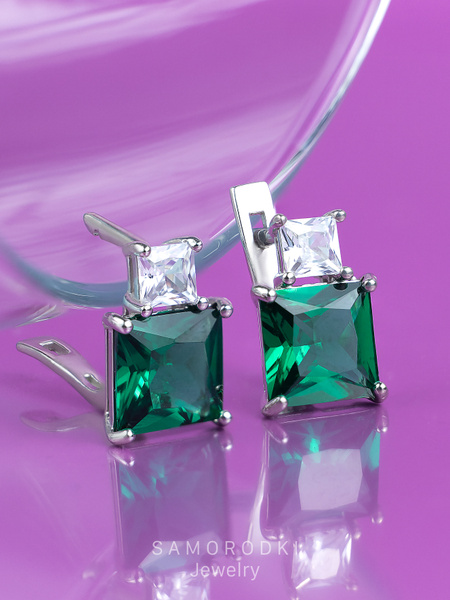 Серьги с изумрудом серебро SAMORODKI Jewelry купить на OZON по низкой ...