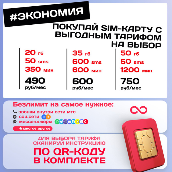 Sim-карта МТС. Выгодные тарифы на выбор. Новый номер. Работает по всей ...