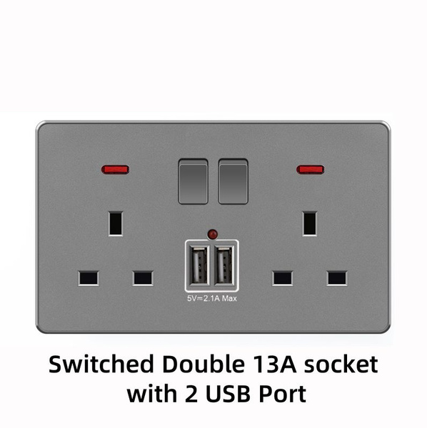 Два открытых разъема 13A с подсветкой и двумя разъемами USB купить на ...