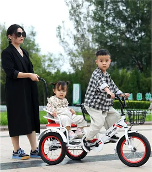 Двое детей в одной машине, новый помощник мамы, трехколесный велосипед, подходящий для детей 3-10 лет./