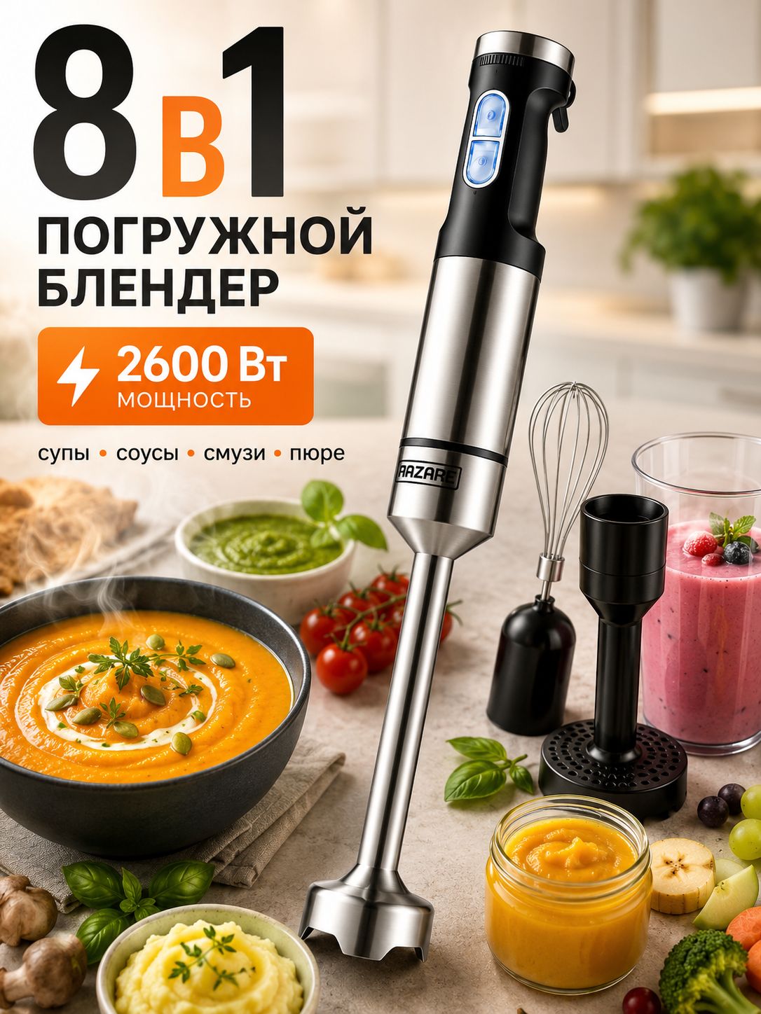 Портативный блендер измельчитель 8 в 1