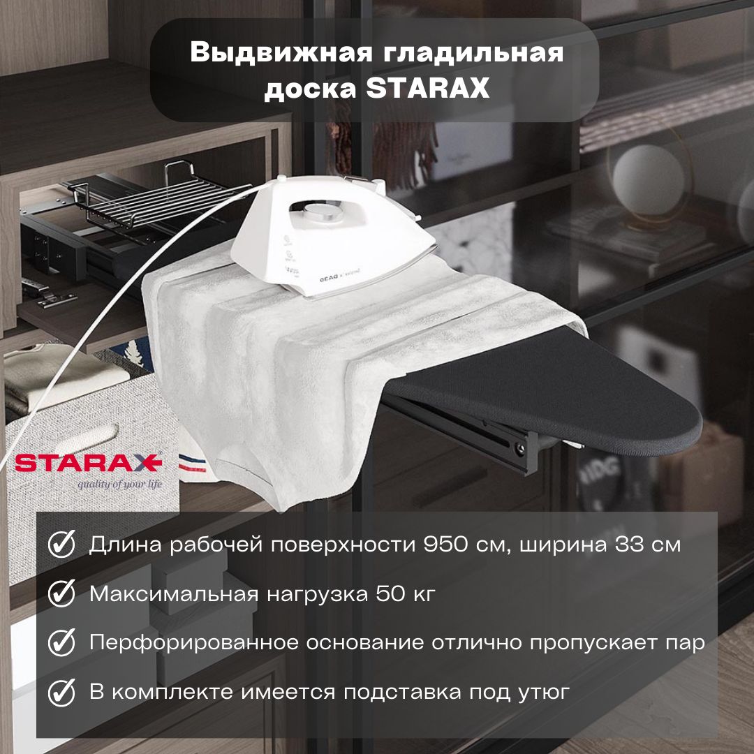 Встраиваемая доска Starax Выдвижная встраиваемая гладильная доска_1 -  купить по выгодной цене в интернет-магазине OZON (387686072)