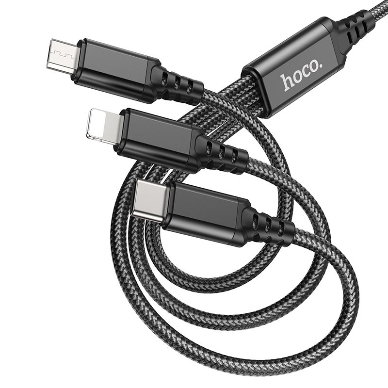 hoco Кабель для мобильных устройств USB 2.0 Type-A/Apple Lightning, USB Type-C, 1 м, черный