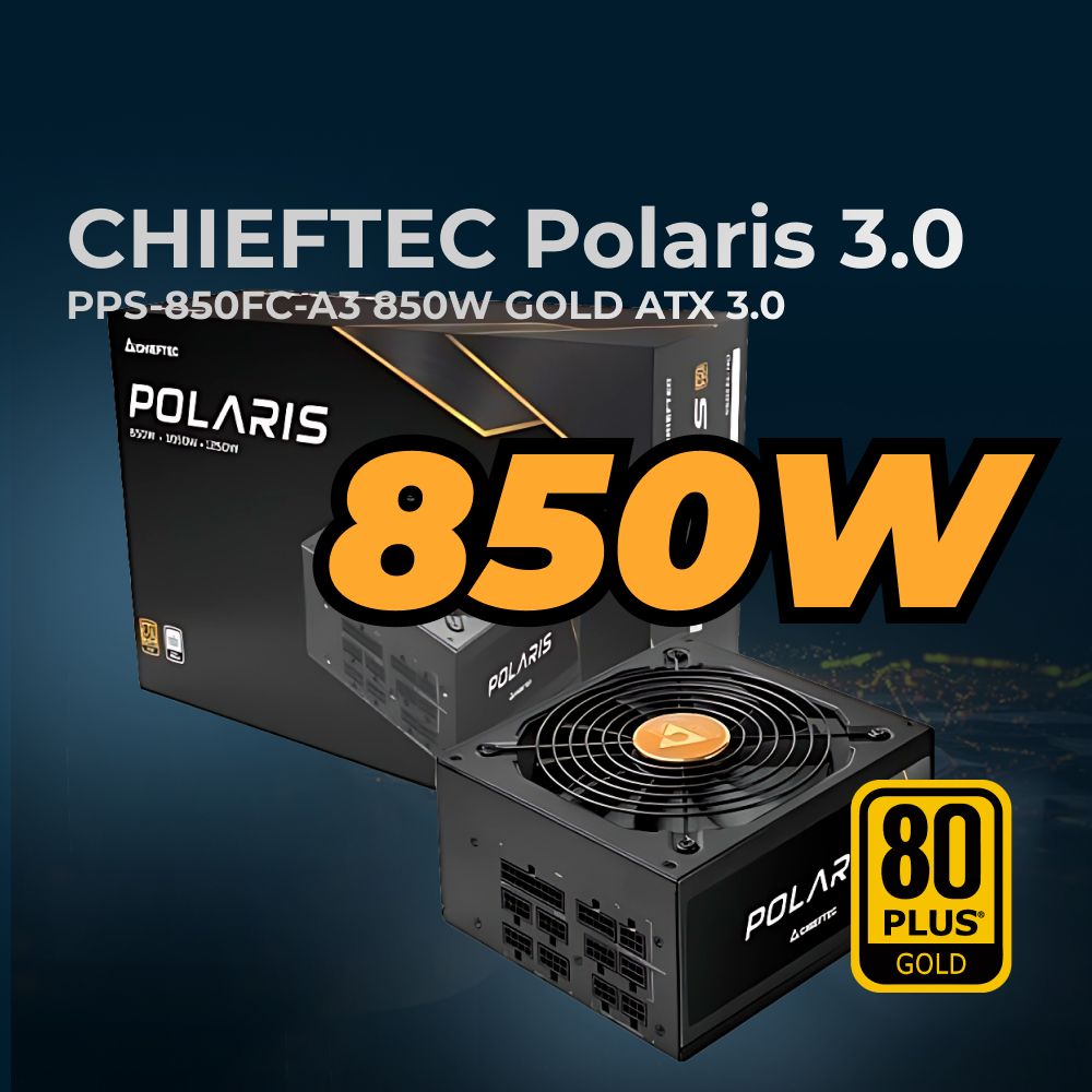 Блок питания для ПК ATX Chieftec Polaris 3.0 PPS-850FC-A3 (3.0, 850W, 80 PLUS GOLD, Active PFC, 135mm fan, Full Cable Management, Gen5 PCIe) Retail