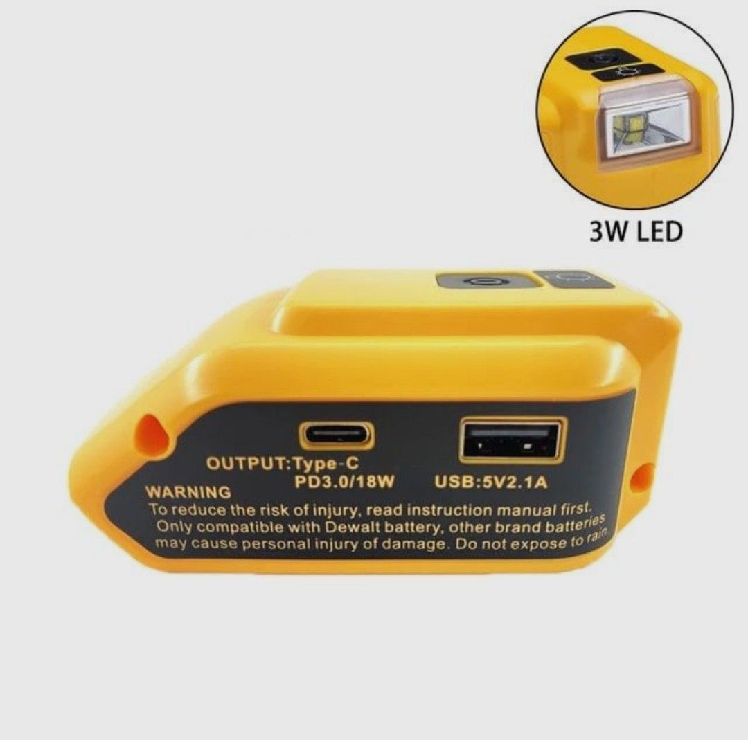 Беспроводнойфонарик.ФонарьUSB,Type-CподходитдляаккумуляторовDewalt14,4V/20V