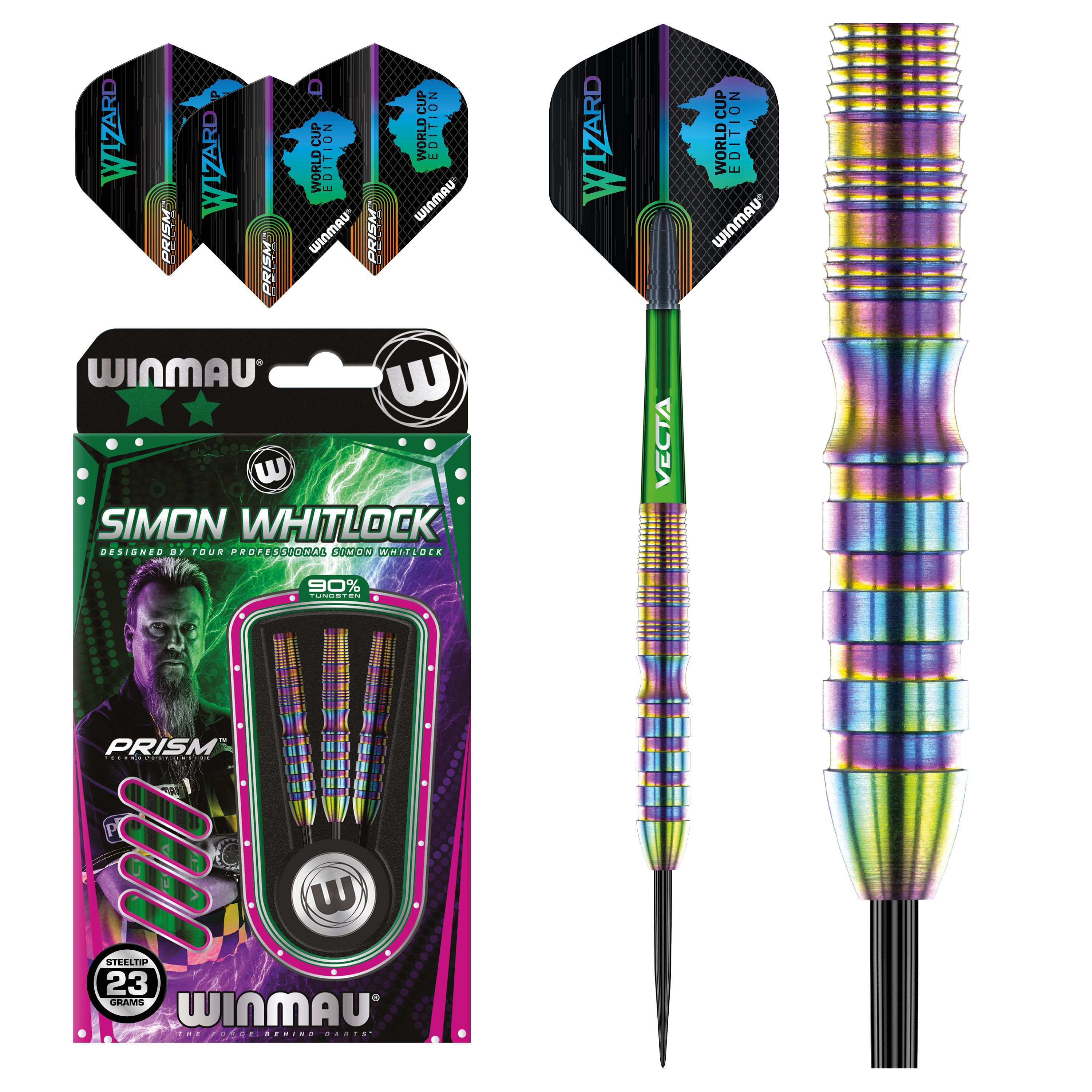 Чемпионские дротики 23гр для Дартс Winmau World Cup Simon Whitlock SE steeltip. 90% вольфрам.