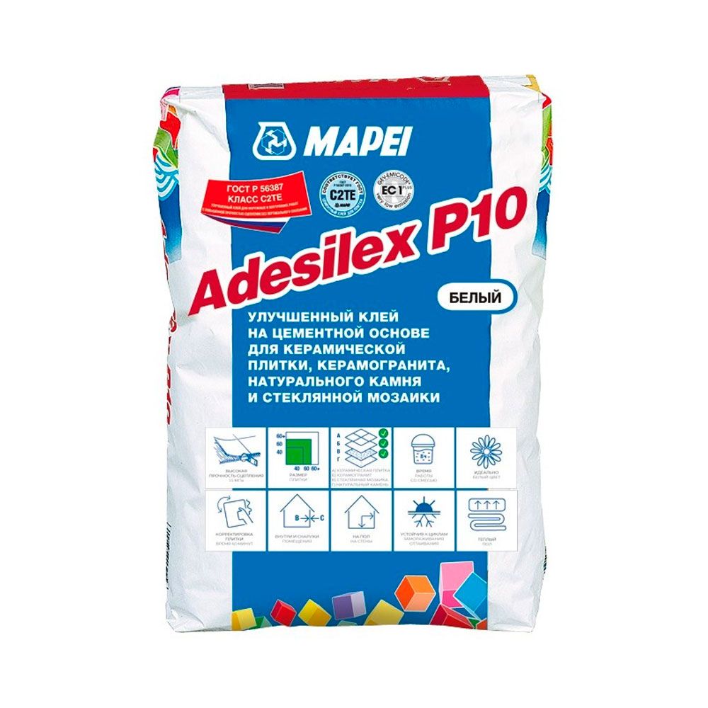 Клей для плитки Mapei Adesilex P10 белый 25 кг 277225