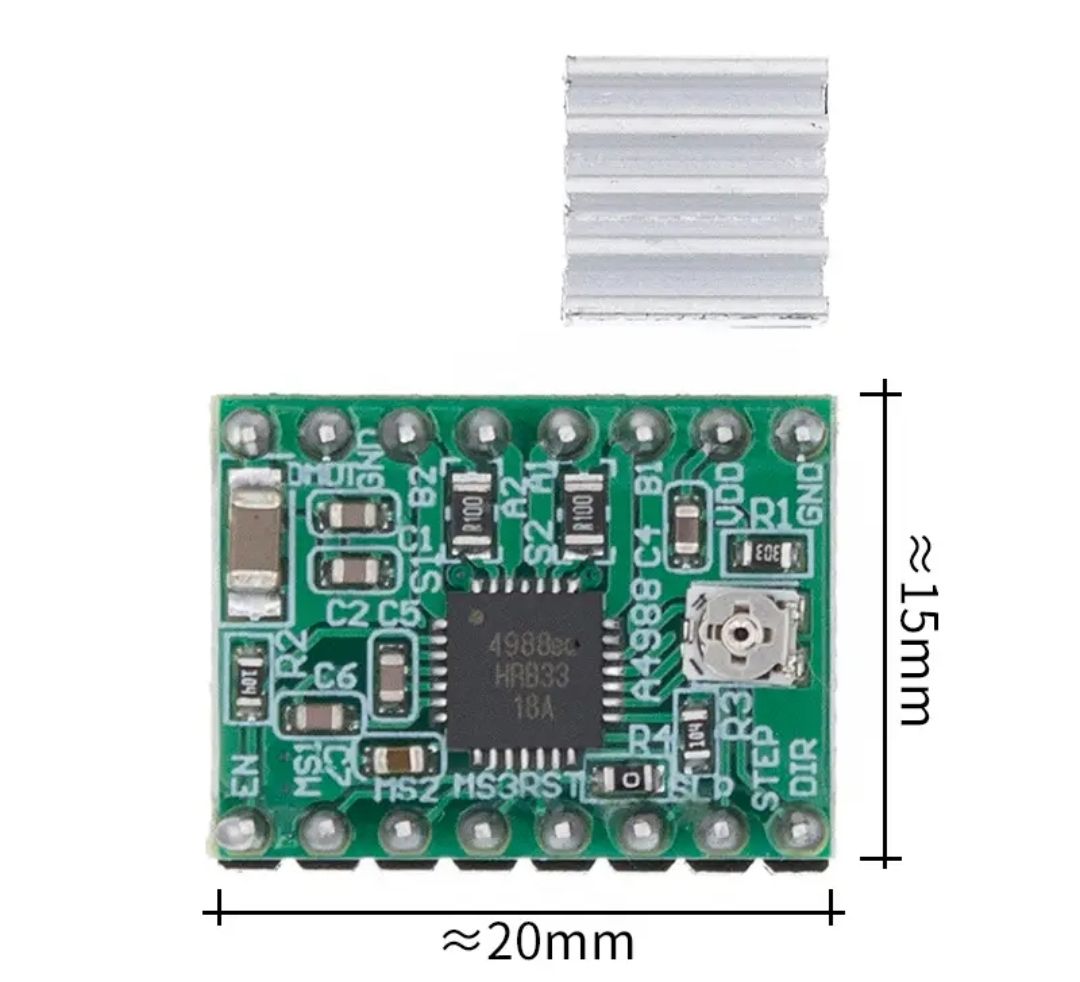 МодульдрайверашаговогодвигателяA4988зелёныйсрадиатором