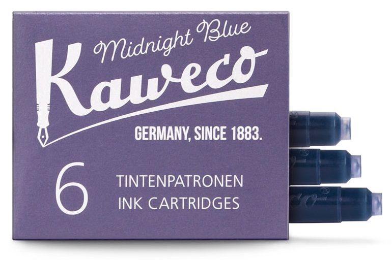 Набор картриджей для перьевой ручки KAWECO Midnight Blue 6 шт. в картонной упаковке