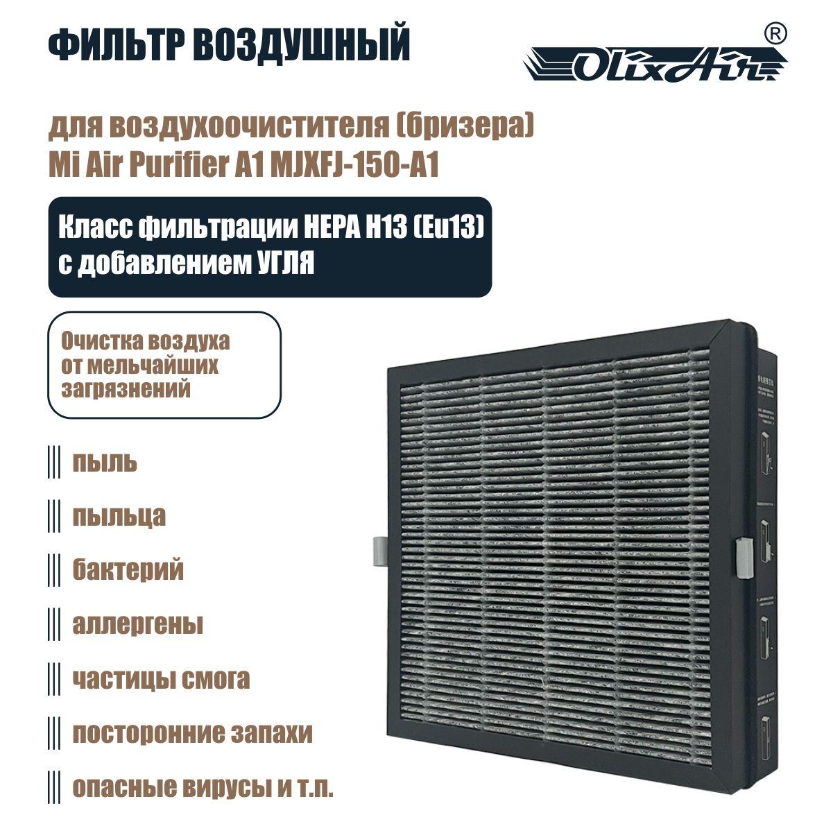 КомпозитныйфильтрсдобавлениемуглядлявоздухоочистителяMiAirPurifierA1(MJXFJ-150-A1)сRFID-меткой.X150C