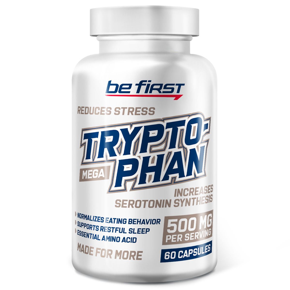 Триптофан Мега Be First L-Tryptophan Mega 500 mg 60 капсул / триптофан для  спокойствия, настроения, сна 500 мг в капсуле - купить с доставкой по  выгодным ценам в интернет-магазине OZON (276615696)