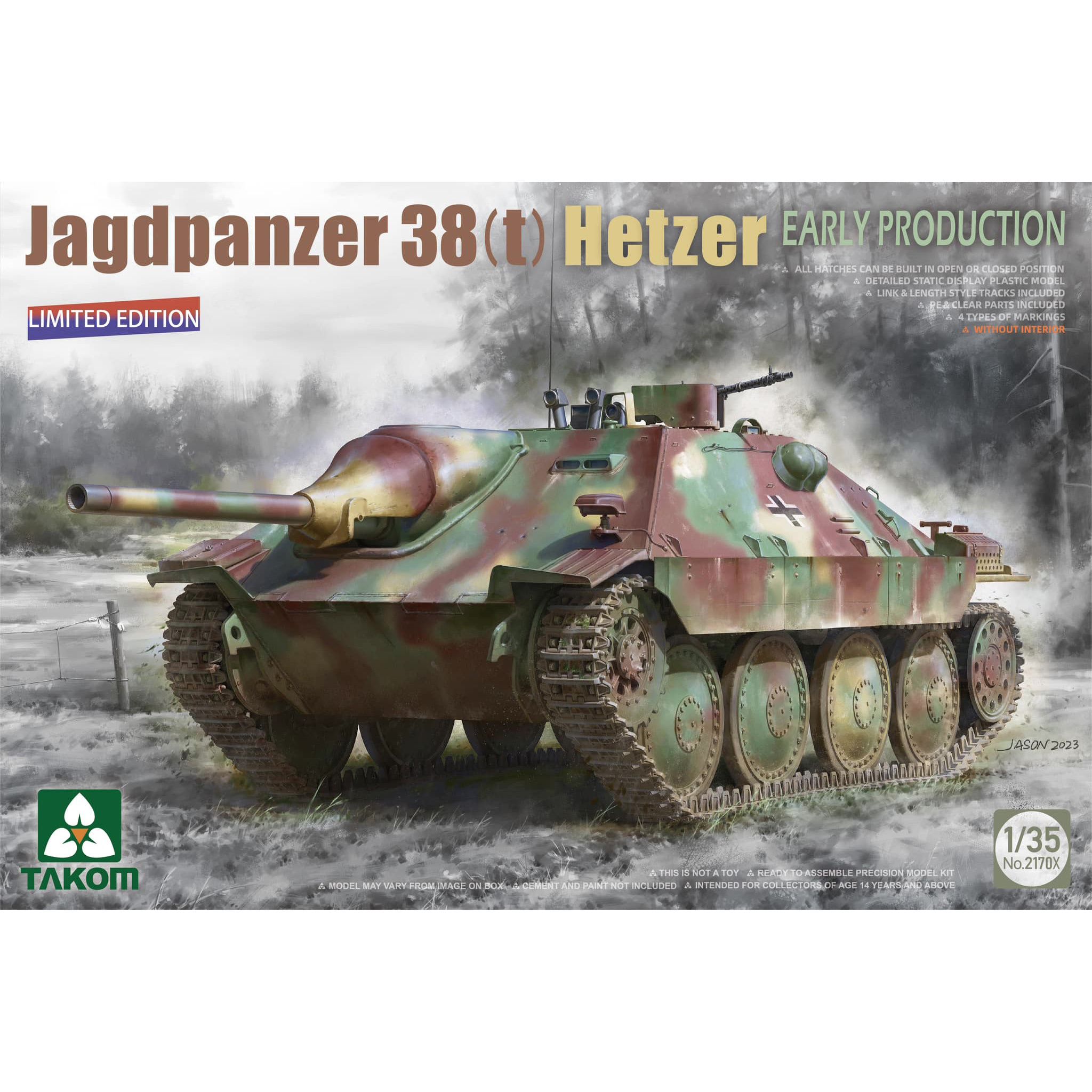 Сборная модель танка TAKOM Jagdpanzer 38(t) Hetzer EARLY PRODUCTION (LIMITED EDITION), масштаб 1/35