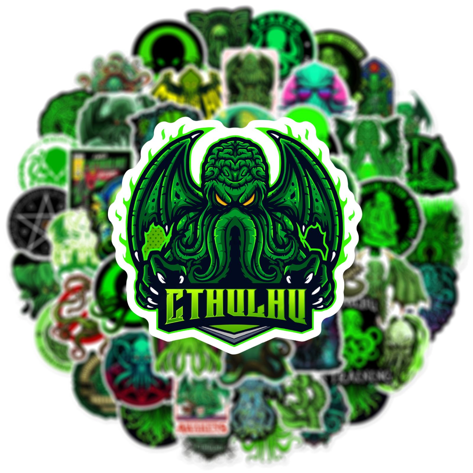 Набор зелёных стикеров Cthulhu, 50 шт