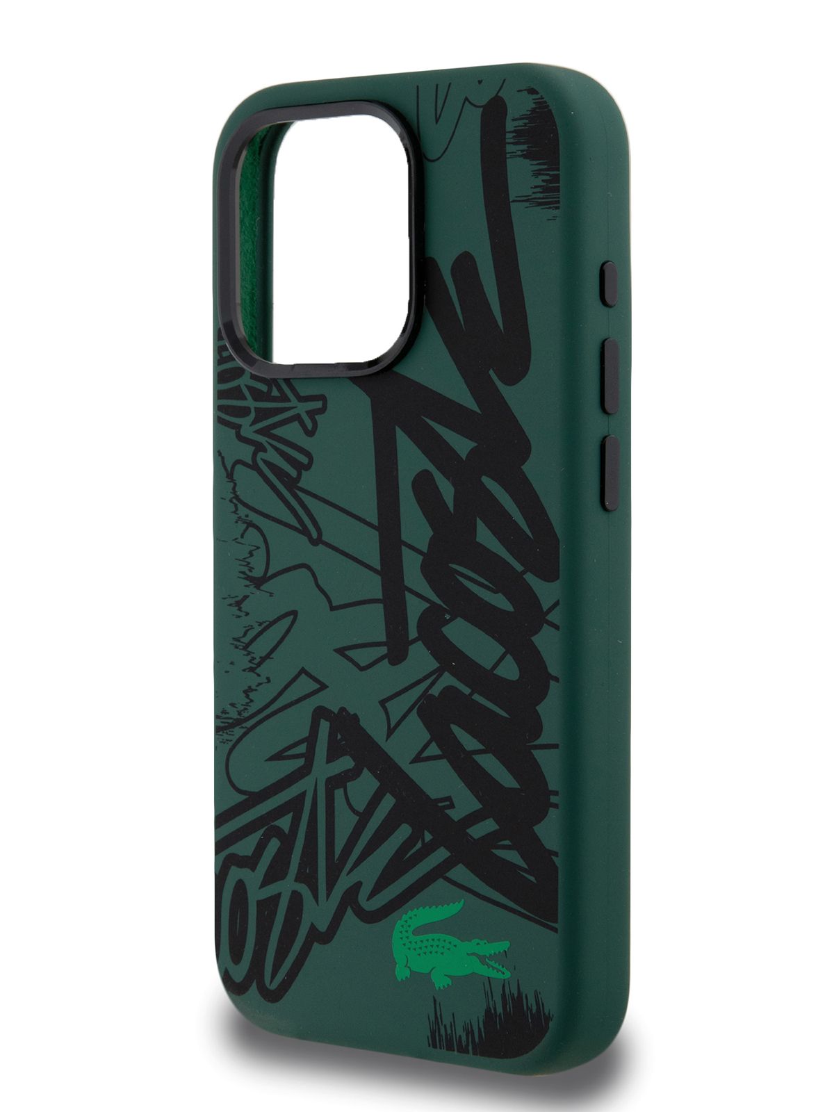 Чехол Lacoste Liquid silicone на Apple iPhone 15 Pro / Айфон 15 Про  силиконовый с эффектом софт тач, с принтом Graffiti, зелено-черный - купить  с доставкой по выгодным ценам в интернет-магазине OZON (1492925550)