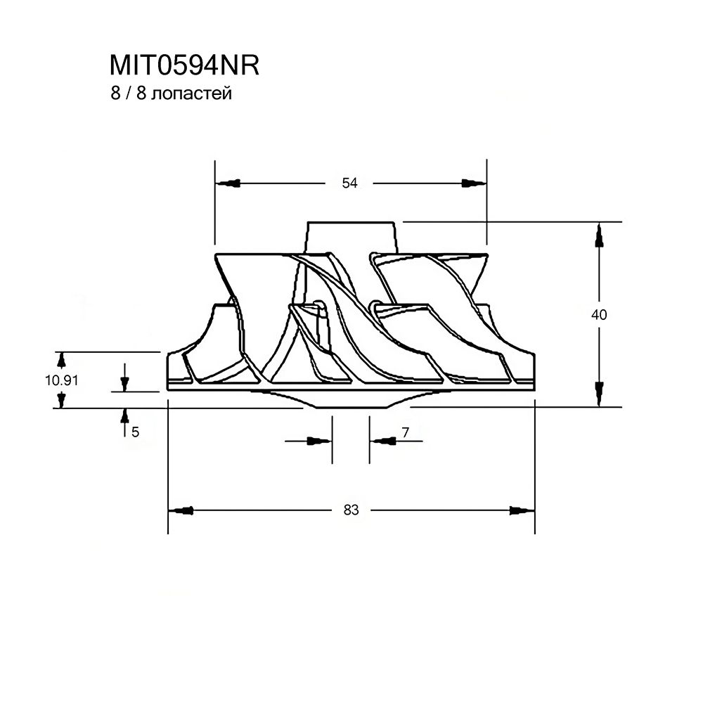Крыльчатка турбокомпрессора, артикул MIT0594NR KRAUF 1 штука