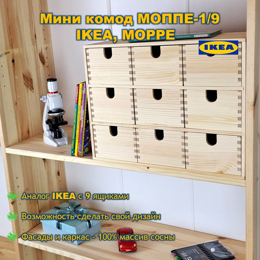 Мини-комод Ikea 26*12см 2 ящика Ланкмой голубой