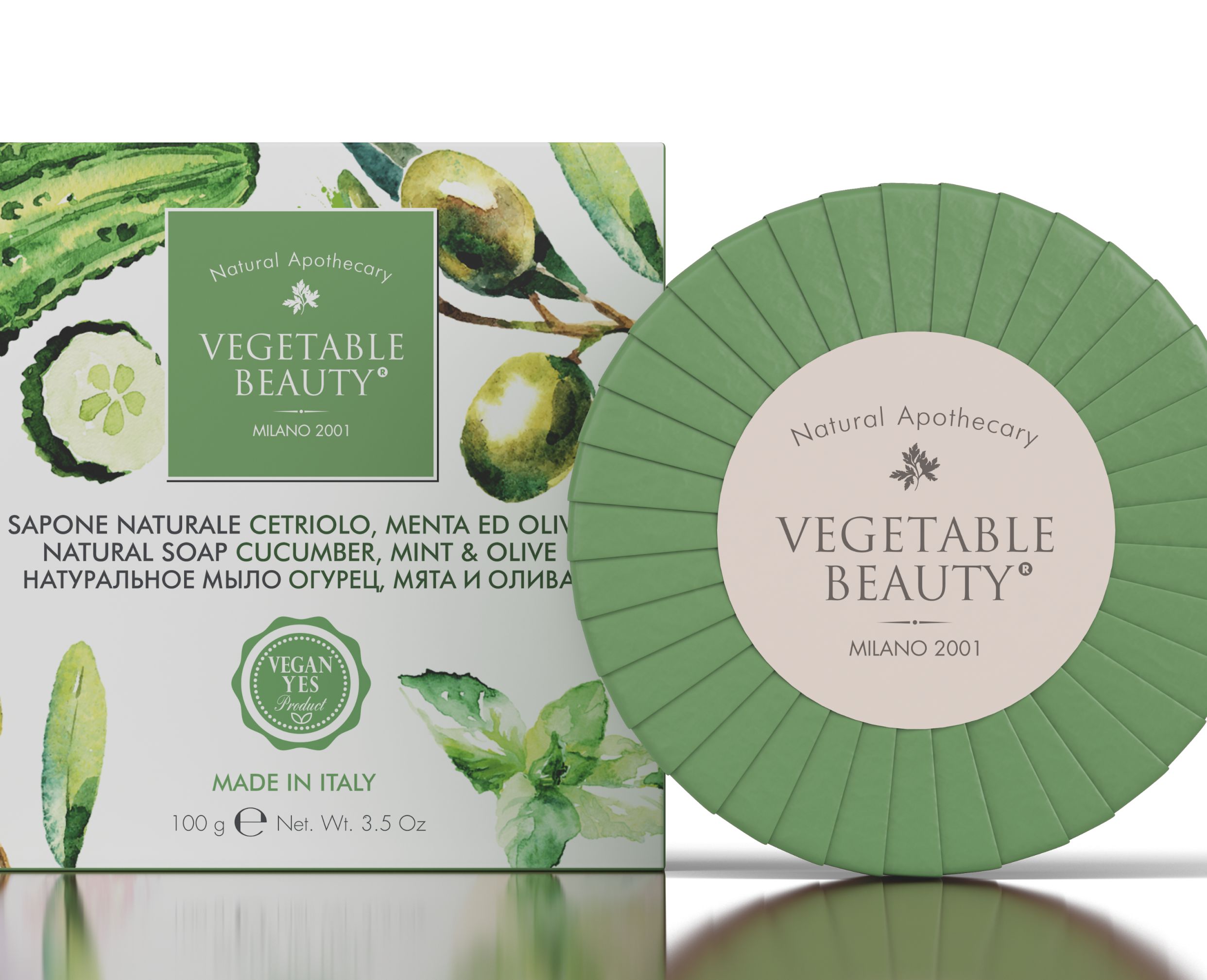 VEGETABLEBEAUTYнатуральноемылоОгурец,мятаиолива100г