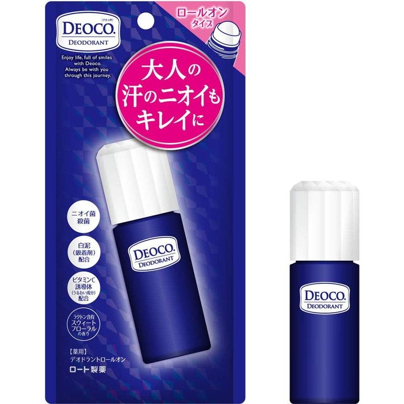 Японский роликовый лечебный дезодорант ROHTO Deoco Medicated Deodorant Roll-On, 30 мл.