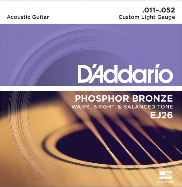 Гитарные струны D'Addario EJ26 для акустической гитары 11-52