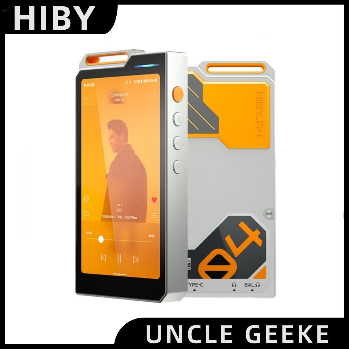 HiBy MP3-плеер R4, серебристый, оранжевый