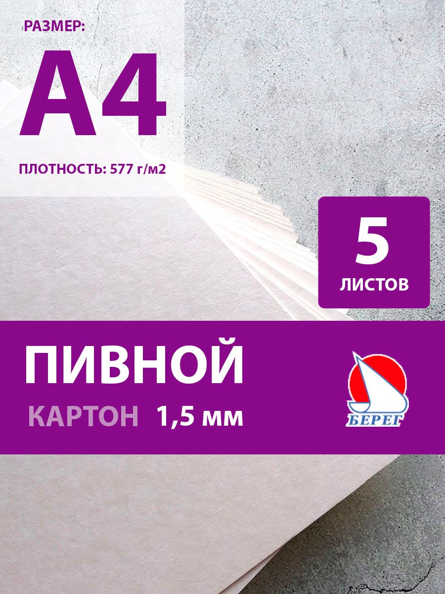 Берег Картон A4 (21 × 29.7 см), количество листов: 5