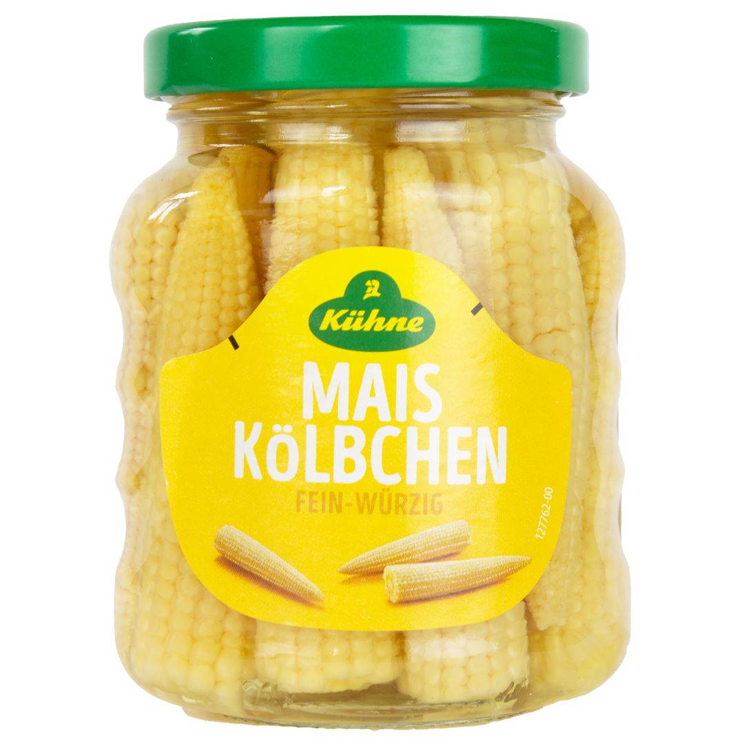 Кукуруза Kuhne Corn cobs молодая в початках маринованная, 180г