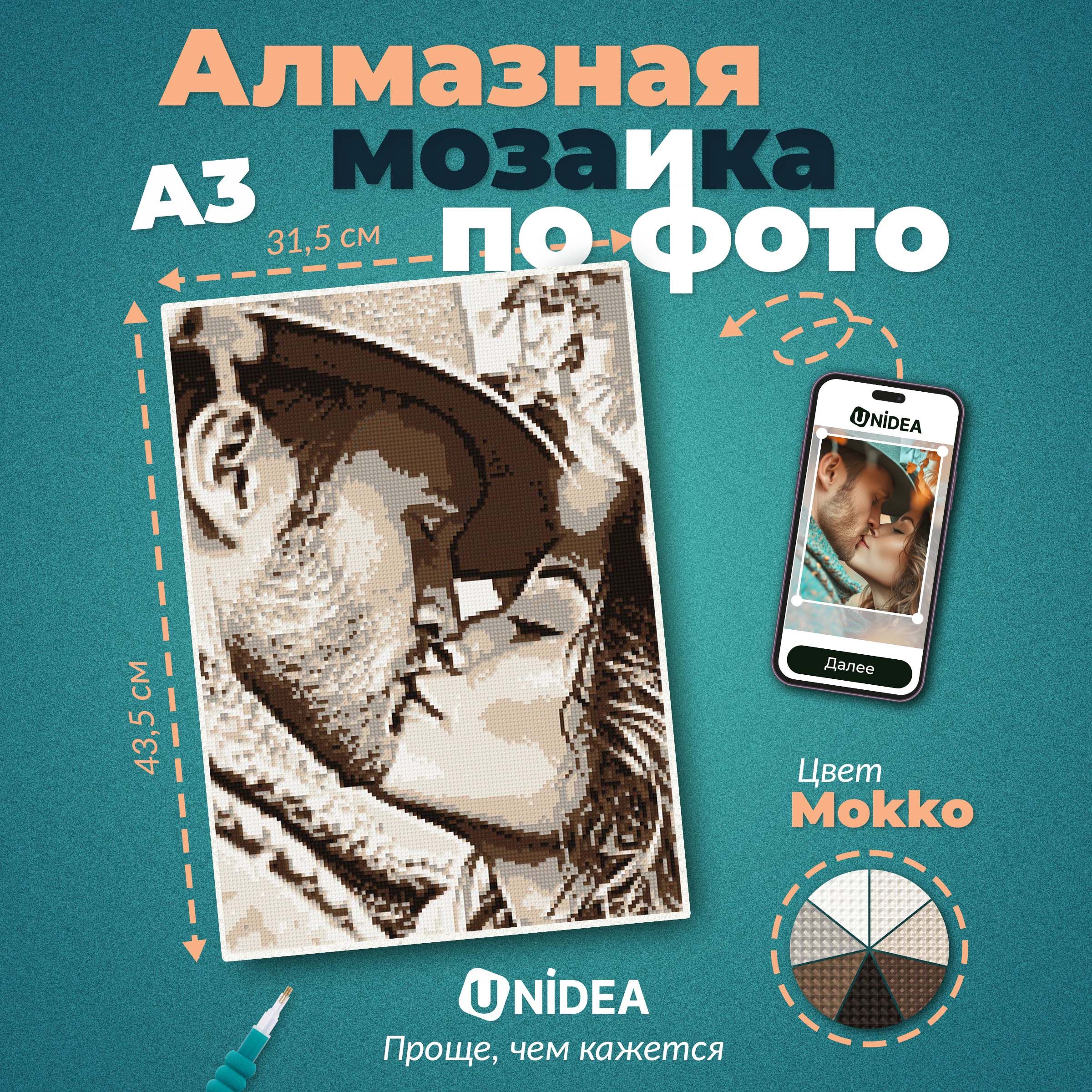 UNIDEA Алмазная мозаика по фотографии А3 MOKKO - купить с доставкой по  выгодным ценам в интернет-магазине OZON (1564947934)