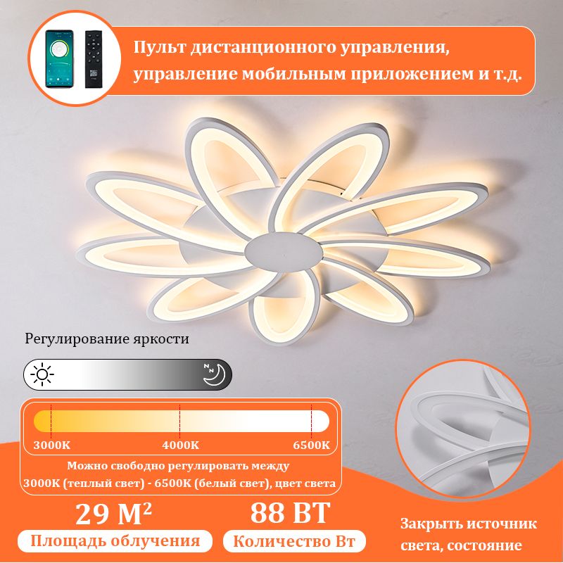 Люстрапотолочная,LED,88Вт