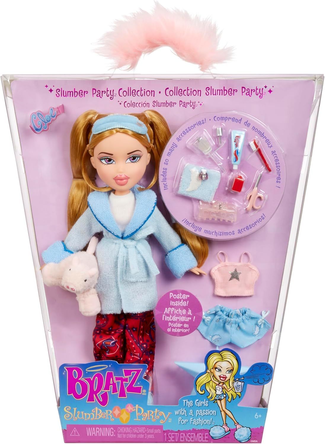 КуклаБратцХлоя,BratzSlumberParty-CloeFashionDoll-With2SetsofPyjamas,Plush,andAccessories