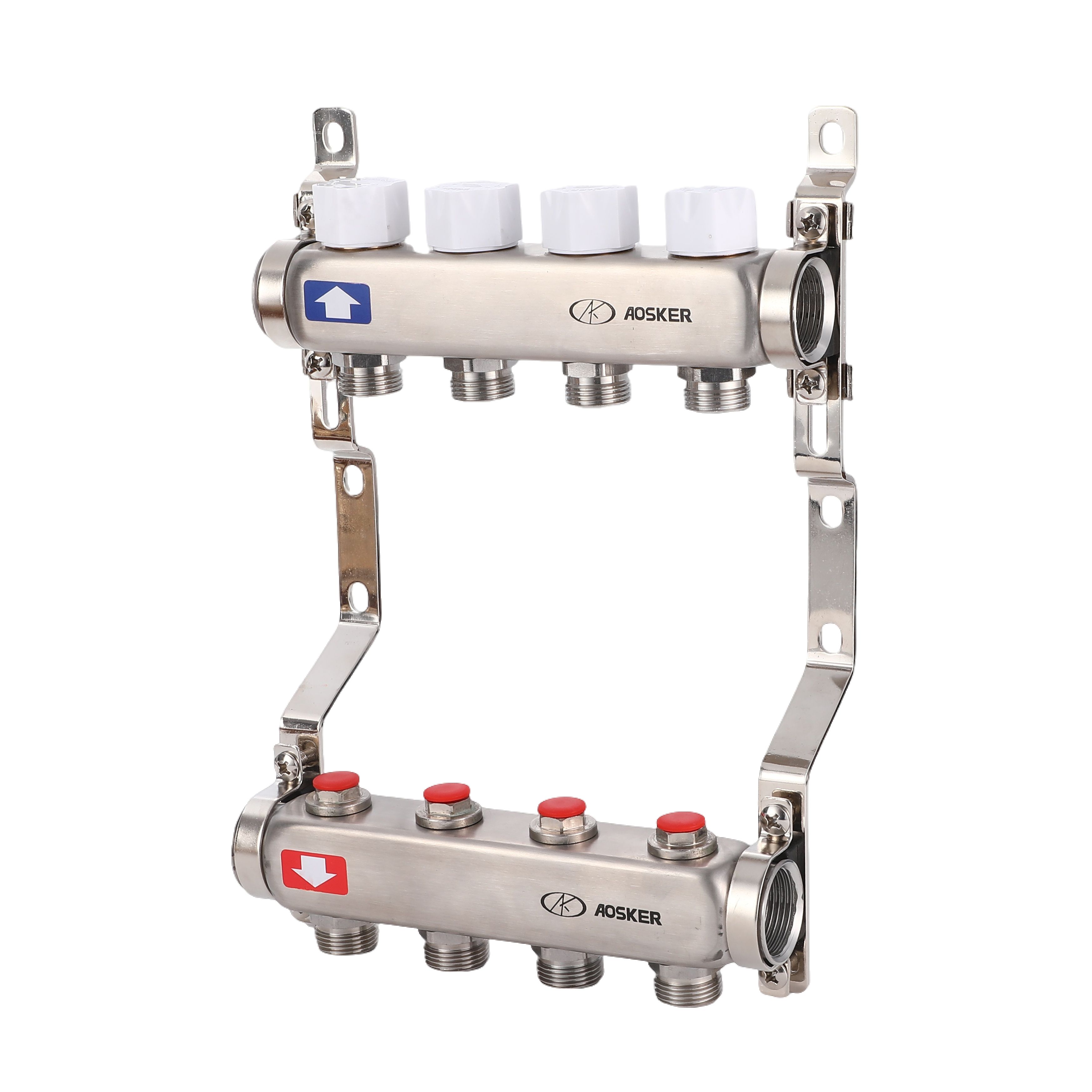 Коллектор для отопления 1"х3/4" на 12 контуров без расходомеров AOSKER из нержавеющей стали