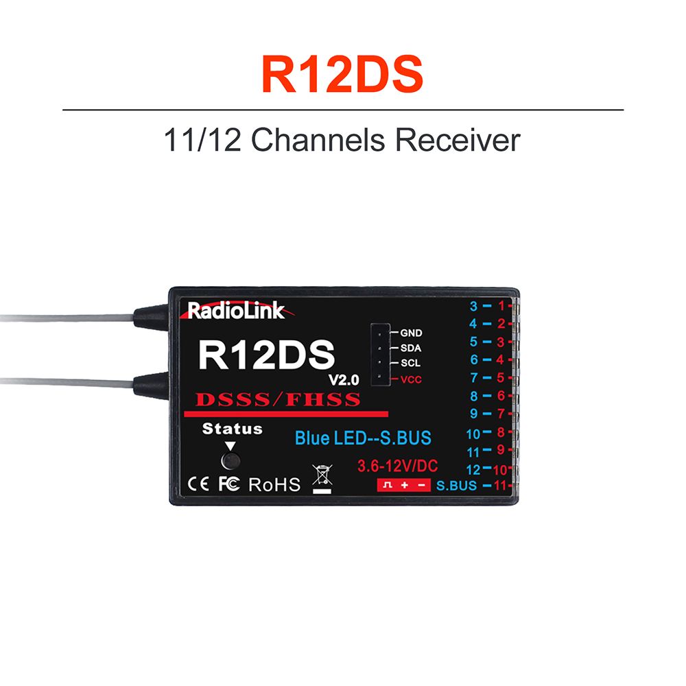 РадиоуправляемыйприемникRadioLinkR12DSR12DSMR9DSR6DSR6DSM2,4G69101112-канальныйприемникдляAT10AT9SAT9