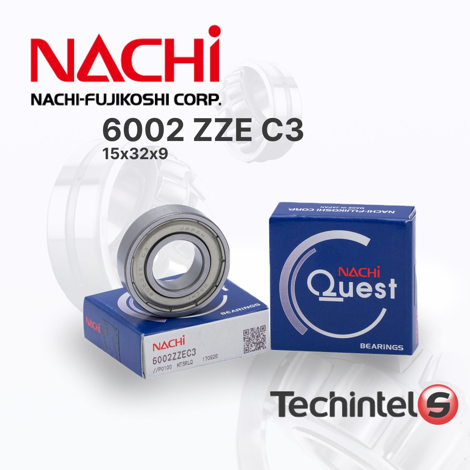 Подшипник NACHI 6002 ZZE C3 (2Z ZZ) 15х32х9