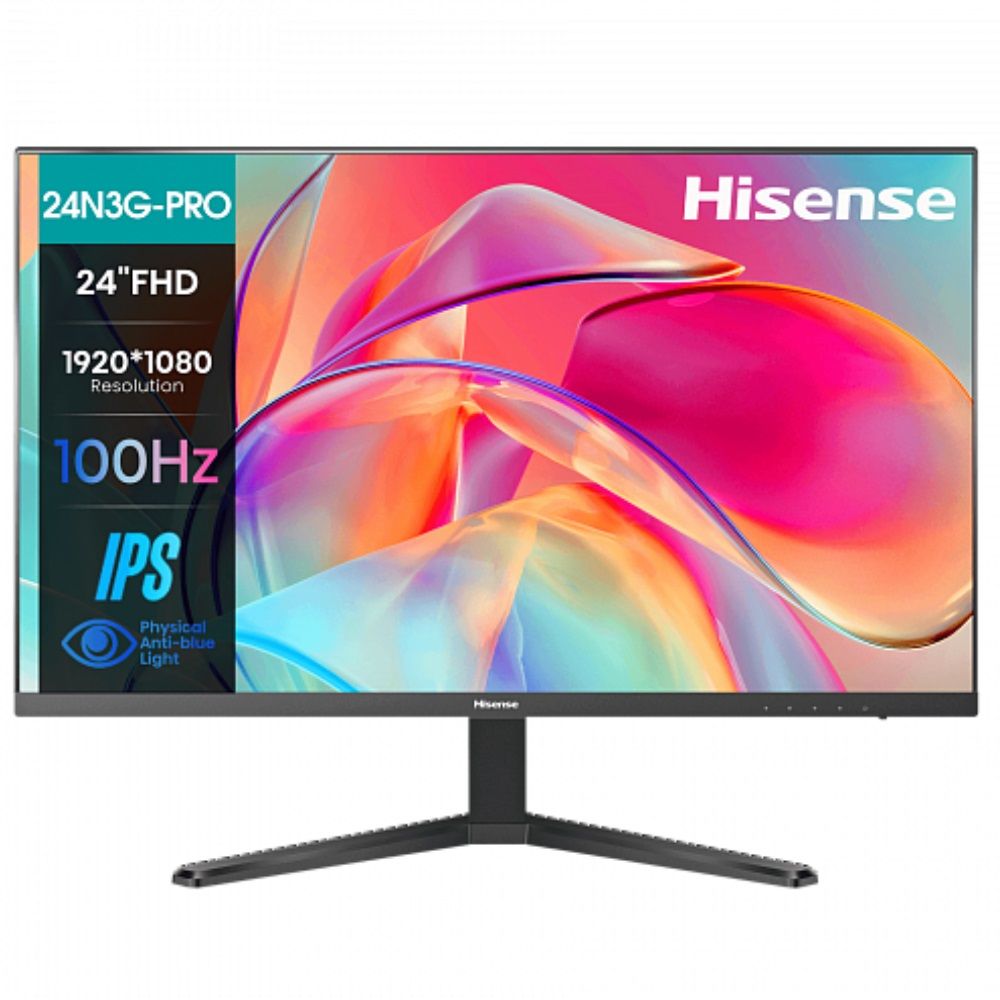 Hisense24"Монитор24N3G-PROдляПК,24дюйма,FHDразрешение,100гц,IPSматрица,технологиязащитызрения,черный