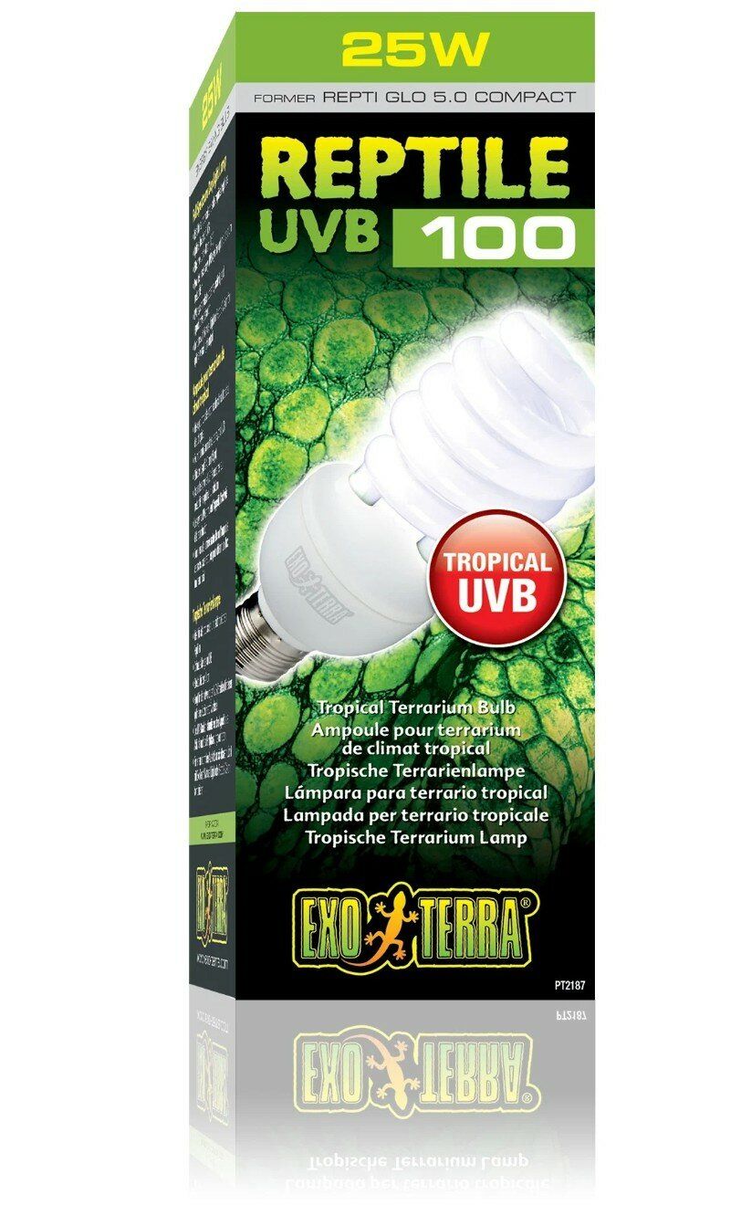 Лампа лампа ультрафиолетовая Exo Terra Reptile UVB100 (Repti Glo 5.0 Compact) (PT2187) , 25 Вт